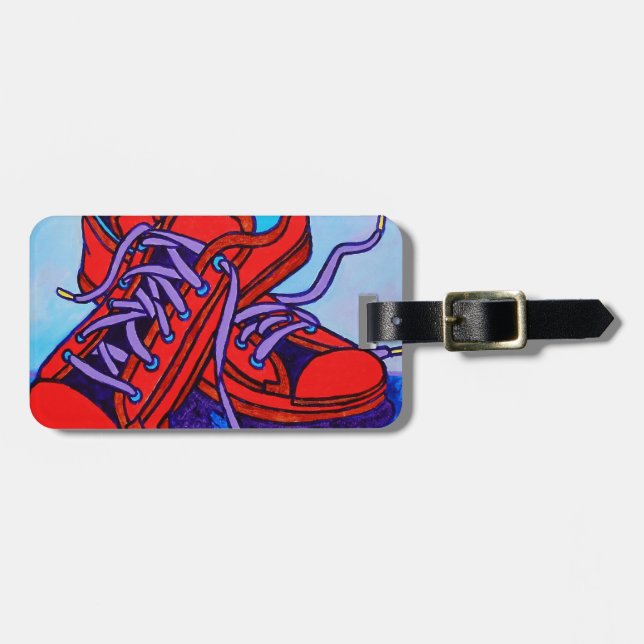 Red Sneakers Two Luggage Tag (Front Horizontal)
