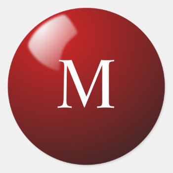 Red Snooker Ball Sticker With Monogram by MonogramGalleryGifts at Zazzle