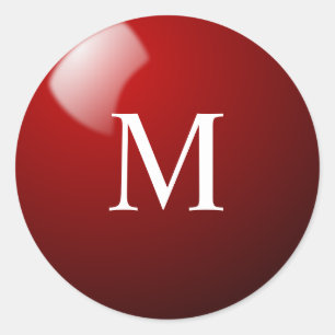Red Snooker Ball Sticker with Monogram