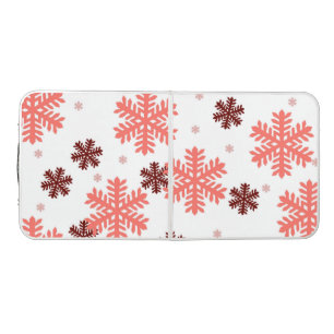 Red snow flakes Christmas pattern snow pattern des Beer Pong Table