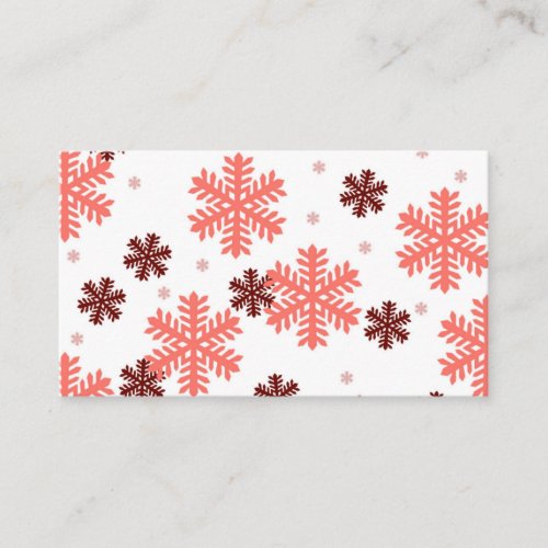 Red snow flakes Christmas pattern snow pattern des Business Card