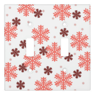 Red snow flakes Christmas pattern snow pattern des Light Switch Cover