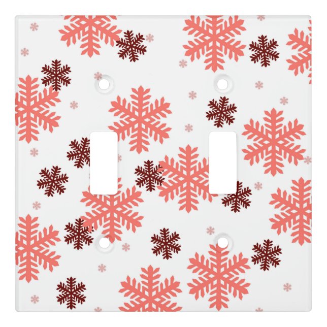 Red snow flakes Christmas pattern snow pattern des Light Switch Cover (Front)