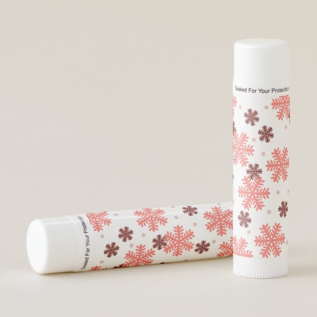 Red snow flakes Christmas pattern snow pattern des Lip Balm (Front)