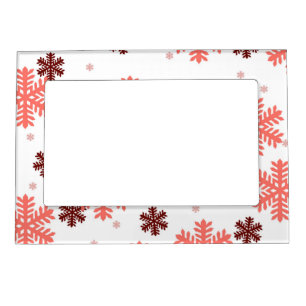 Red snow flakes Christmas pattern snow pattern des Magnetic Frame