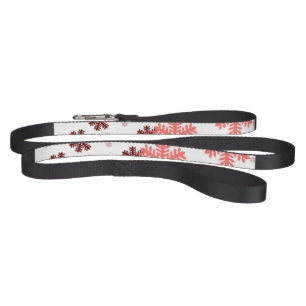 Red snow flakes Christmas pattern snow pattern des Pet Leash