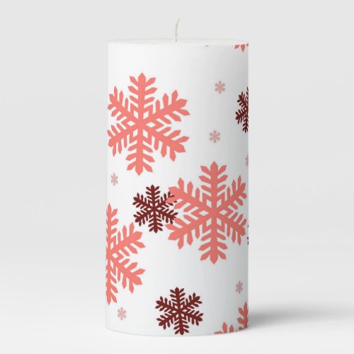 Red snow flakes Christmas pattern snow pattern des Pillar Candle