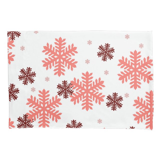 Red snow flakes Christmas pattern snow pattern des Pillow Case (Front)
