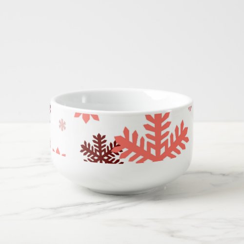 Red snow flakes Christmas pattern snow pattern des Soup Mug