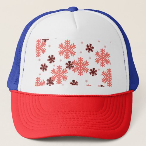Red snow flakes Christmas pattern snow pattern des Trucker Hat