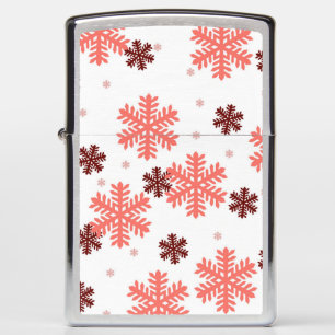 Red snow flakes Christmas pattern snow pattern des Zippo Lighter