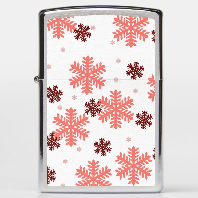 Red snow flakes Christmas pattern snow pattern des Zippo Lighter (Front)