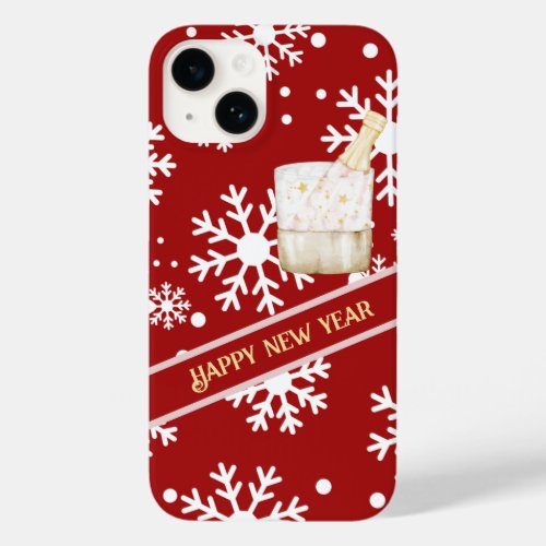red Snow Flakes   happy  new  year iPhone case