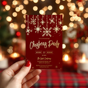 Red snow gala elegant christmas corporate holiday foil invitation