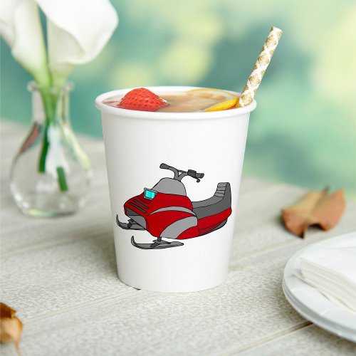 Red Snow Mobile Paper Cups