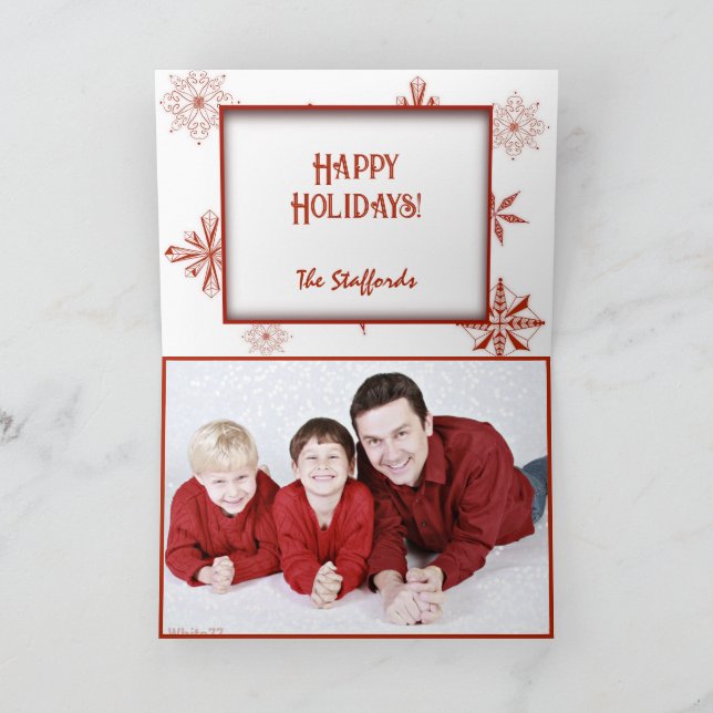Red Snow on White Canvas Design Christmas Card (Inside)