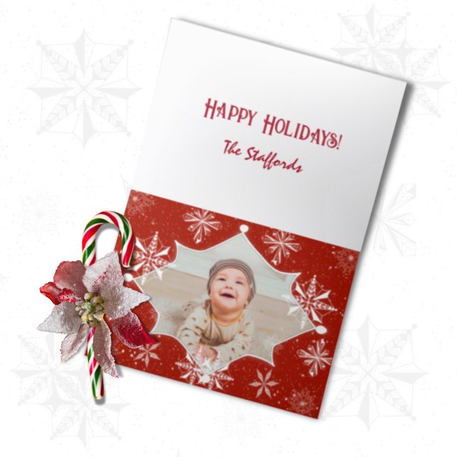 Red Snow on White Canvas Design Christmas Card (Creator Uploaded)