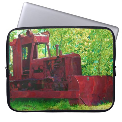 Red Snow Plough Tractor Art Laptop Sleeve