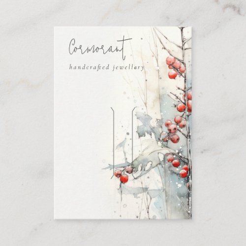 Red Snow Winter Berries Hair pin Display Holder Business Card