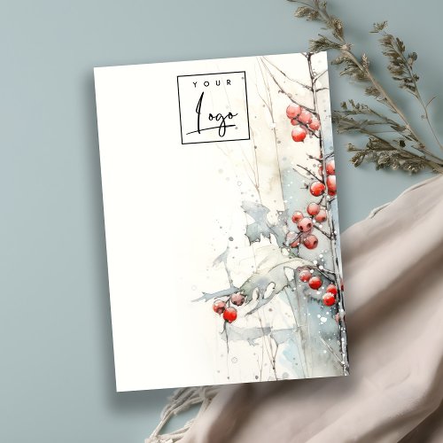 Red Snow Winter Berries Logo Blank Jewelry Holder Business Card