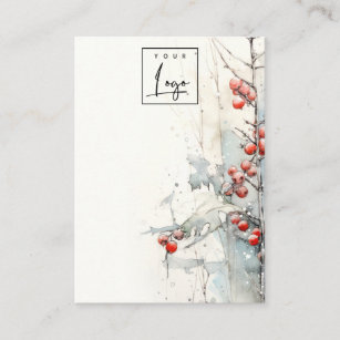 Red Snow Winter Berries Logo Blank Jewelry Holder Business Card