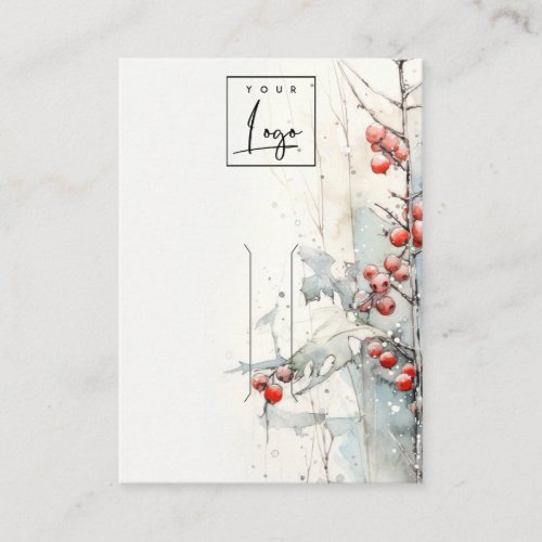 Red Snow Winter Berries Logo Hair pin Holder Business Card