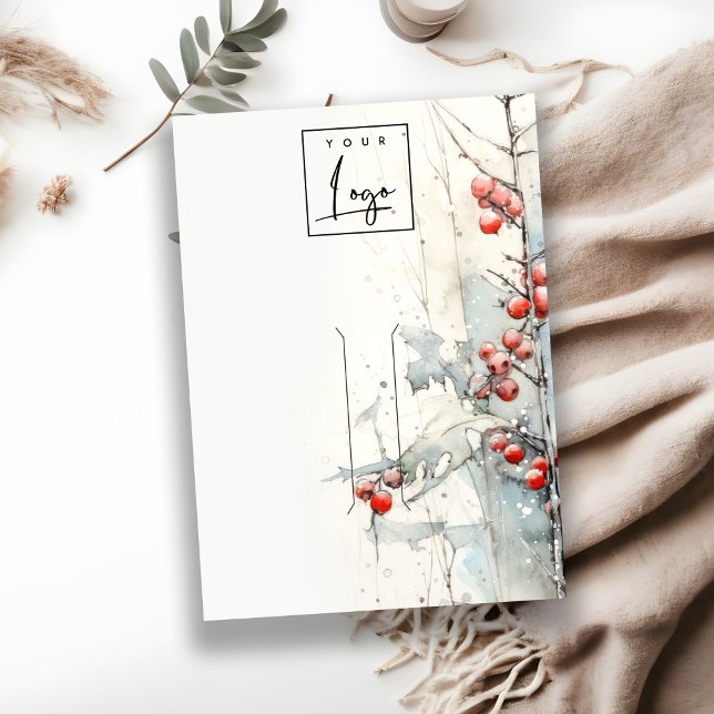 Red Snow Winter Berries Logo Hair pin Holder Business Card (Creator Uploaded)