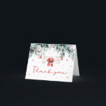 Red Snow Winter Christmas Baby Clothes Baby Shower Thank You Card<br><div class="desc">The Red Snowflakes Winter Christmas Baby Clothes Baby Shower Thank You Card is a festive and heartfelt way to express your gratitude to guests. Featuring a cozy winter design with delicate red snowflakes and adorable baby clothes, this card perfectly complements your holiday-themed baby shower. It's a charming way to say...</div>