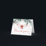 Red Snow Winter Christmas Baby Clothes Baby Shower Thank You Card<br><div class="desc">The Red Snowflakes Winter Christmas Baby Clothes Baby Shower Thank You Card is a festive and heartfelt way to express your gratitude to guests. Featuring a cozy winter design with delicate red snowflakes and adorable baby clothes, this card perfectly complements your holiday-themed baby shower. It's a charming way to say...</div>