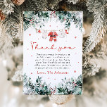 Red Snow Winter Christmas Baby Clothes Baby Shower Thank You Card<br><div class="desc">The Red Snowflakes Winter Christmas Baby Clothes Baby Shower Thank You Card is a festive and heartfelt way to express your gratitude to guests. Featuring a cozy winter design with delicate red snowflakes and adorable baby clothes, this card perfectly complements your holiday-themed baby shower. It's a charming way to say...</div>