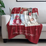 Red Snowflake | 3 Photo Christmas Fleece Blanket<br><div class="desc">This red snowflake 3 photo christmas fleece blanket is the perfect modern holiday gift or decoration. The design features three of your favorite family photos,  surrounded by falling snowflakes and the festive phrase "have yourself a merry little christmas".</div>