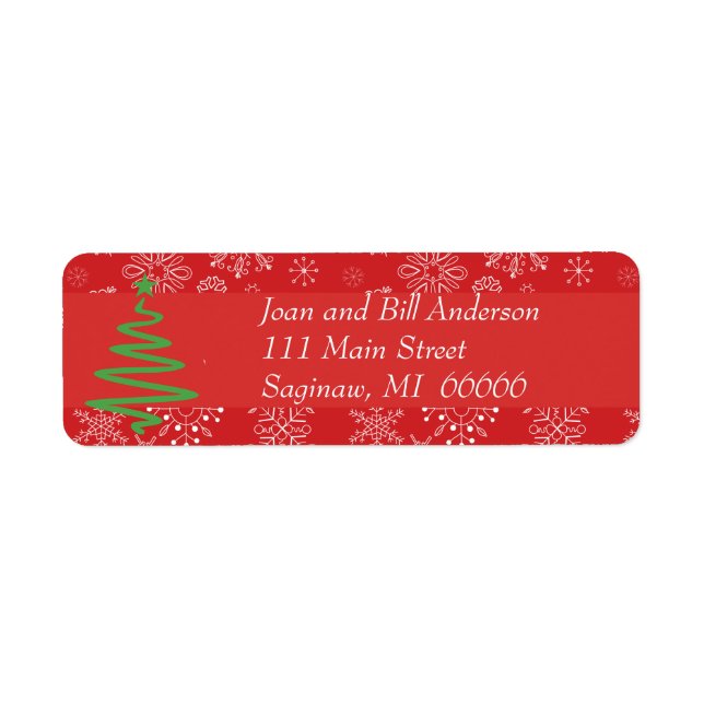 Red Snowflake Address Label (Front)