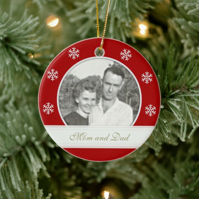 Red: Snowflake Banner Memorial: Picture Ornament (Tree)