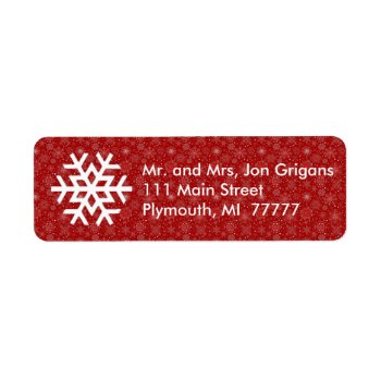 Red Snowflake Believe Address Label by ChristmasBellsRing at Zazzle