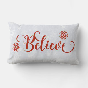 Red Snowflake Believe Pillow