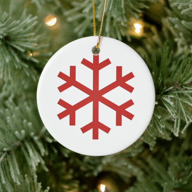 Red Snowflake Ceramic Ornament (Tree)