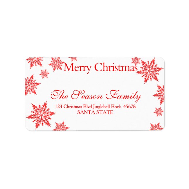 red Snowflake chalkboard Christmas  address label (Front)