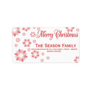 red Snowflake chalkboard Christmas  address label