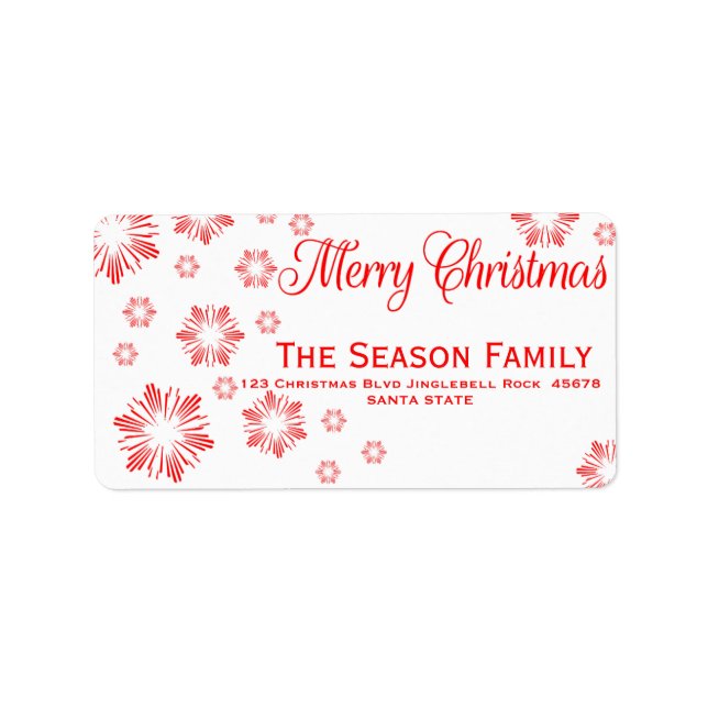 red Snowflake chalkboard Christmas  address label (Front)