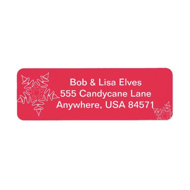 Red Snowflake Christmas Adress Labels (Front)