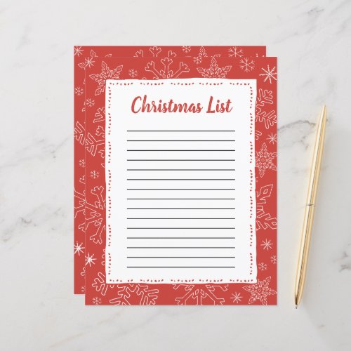 Red Snowflake Christmas BG Santa Wish List