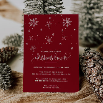 Red Snowflake Christmas Brunch Invitation by ChristmasPaperCo at Zazzle