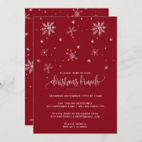 Red Snowflake Christmas Brunch Invitation