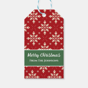Red Snowflake Christmas Gift Tags Holiday
