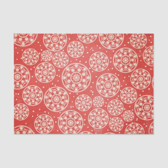 Red Snowflake Circles Tissue Paper (Front)