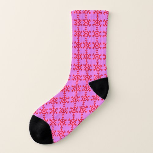 Red Snowflake Comfortable Quality Affordable Pink Socks