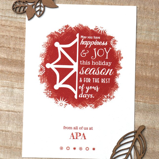 Red Snowflake Company Holiday Card (Red Logo, Burgundy Maroon Logo Company Holiday Christmas Cards, Bulk Order Budget Red Logo)