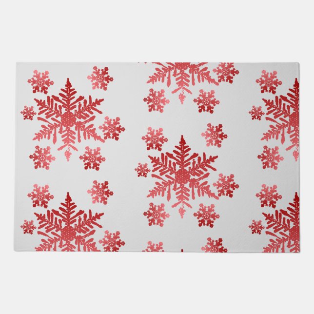 Red Snowflake Doormat (Front)