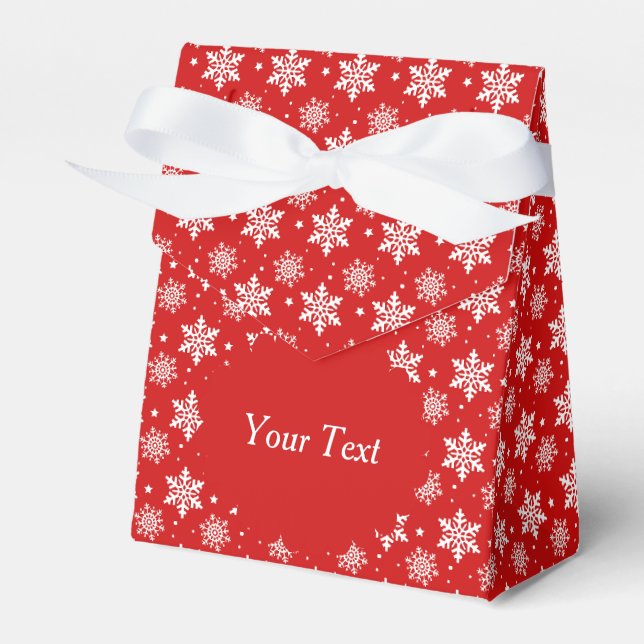 Red Snowflake Favor Box with Personalized Wording (Front Side)