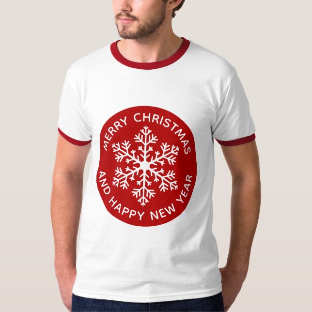 Red Snowflake Festive T-Shirt (Front)